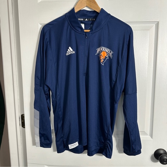 Adidas Bucknell 1/4 zip, size M, Primeblue (made with ocean plastic), collegiate - Picture 1 of 15